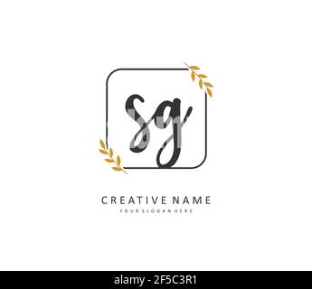 SG Anfangsbuchstabenhandschrift und Signaturlogo. Ein Konzept handschriftlich Initiallogo mit Template-Element. Stock Vektor