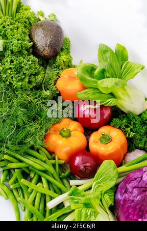 Auswahl an frischem, gesundem Gemüse. Diät-Konzept. Stockfoto