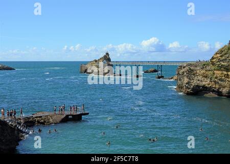 Virgin Rock (Rocher de la Verge), Biarritz (Miarritze), Pyrénées-Atlantiques, Nouvelle-Aquitaine, Frankreich Stockfoto