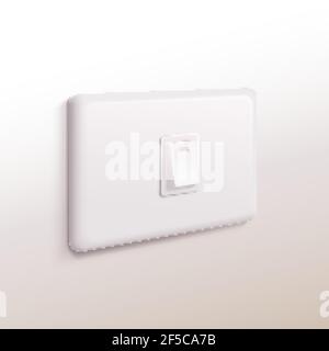 Realistischer elektrischer Lichtschalter isoliert auf weißem Hintergrund in 3D Abbildung, Design-Element für Werbung Stock Vektor