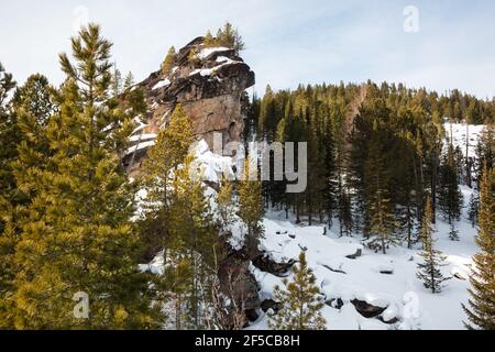 Granitsäulen in Chakassien Stockfoto