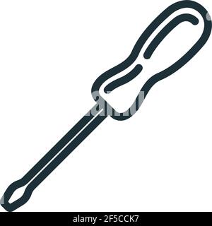 Schraubendreher Bau Reparatur-Tool Symbol, Konzept Arbeit Toolkit Renovierung Haus Linie flachen Vektor Illustration, isoliert auf weiß. Gegenstand Hand Hardwor Stock Vektor