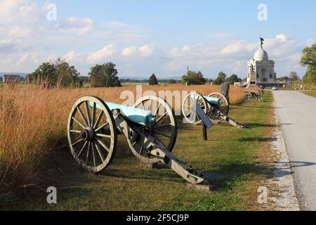 Geographie / Reisen, USA, Pennsylvania, Gettysburg, Kanonen beim Pennsylvania Monument, Gettysburg Nati, Additional-Rights-Clearance-Info-not-available Stockfoto