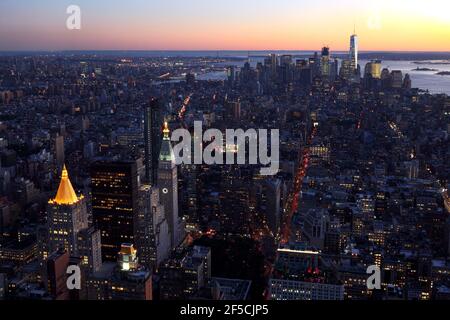 Geographie / Reisen, USA, New York, New York City, Empire State Building nach Downtown Manhattan, New Y, Additional-Rights-Clearance-Info-not-available Stockfoto