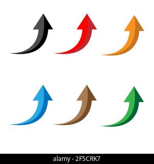 Glänzende Pfeile Symbol auf weißem Hintergrund. Pfeil-Symbol. Satz von Pfeilen Zeichen. Flach Stil. Stockfoto