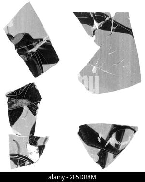 Attic Black-Figure Neck Amphora Fragment (bestehend aus 6 verbundenen Fragmenten). Dem Swing-Maler zugeschrieben (griechisch (attisch), aktiv um 550 - 525 v. Chr.) Stockfoto