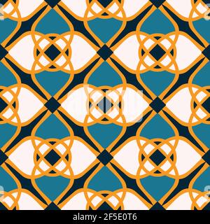 Nahtlose Vektor-Muster mit schönen Bodenfliesen Textur auf blauem Hintergrund. Einfaches Marokko Tapeten-Design. Dekorative Mode Textil. Stock Vektor