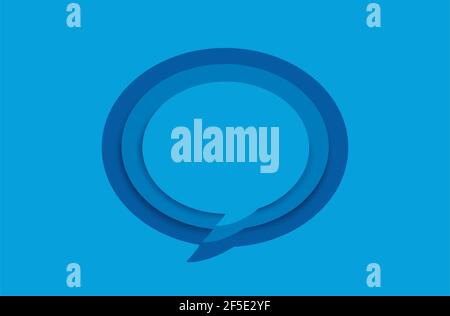 Blaue leere Sprechblase auf blauem Hintergrund. Stockfoto