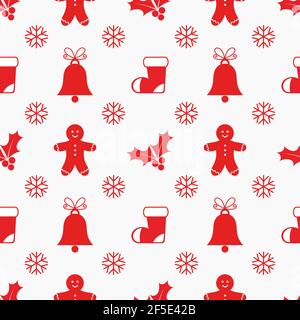 Weihnachtliche flache Elemente Nahtloses Muster. Vektorgrafik Stock Vektor