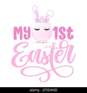 Meine erste (1) Ostern - handgezeichnete moderne Kalligraphie Design Vektor-Illustration. Perfekt für Werbung, Poster, Ansage oder Grußkarte. Schöner Stock Vektor