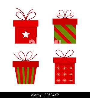 Weihnachtsgeschenke Boxen Set. Vektorgrafik Stock Vektor