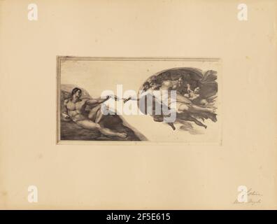Michelangelos Erschaffung von Adam, Sixtinische Kapelle. James Anderson (Großbritannien, 1813 - 1877) Stockfoto