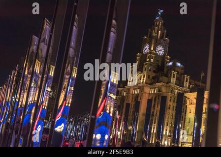 Liverpool. River of Light Trail. 23. März - 5. April 2021. Stockfoto