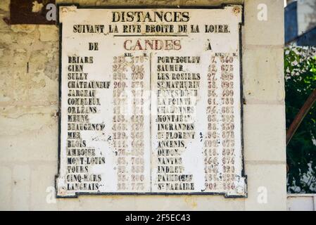 Das wunderschöne Dorf Candes St Martin, in dem sich das Hotel befindet Der Zusammenfluss der Loire und der Vienne Die Region Indre et Loire in Frankreich Stockfoto