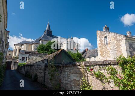 Das wunderschöne Dorf Candes St Martin, in dem sich das Hotel befindet Der Zusammenfluss der Loire und der Vienne Die Region Indre et Loire in Frankreich Stockfoto