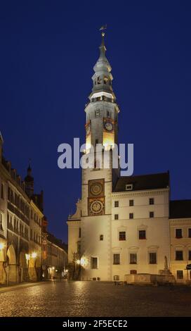 Altes Stadthaus am unteren Marktplatz in Gorlitz. Deutschland Stockfoto