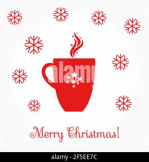 Weihnachten Kaffee rote Tasse Illustration Stock Vektor