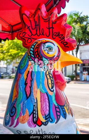 Hahnskulptur in Calle Ocho, Miami, Florida, USA Stockfoto