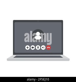 Online-Videoanruf-Schnittstellenvorlage mit Benutzersymbol. Online-Webinar-Chat für Unternehmen. Videoanruf-Bildschirm-Mockup für Lernkonferenz. Stock Vektor