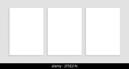 Set White Papers Vorlage Mockup mit Schatten, weiße Mockup Poster mit Schatten, leere Papierblätter Stock Vektor
