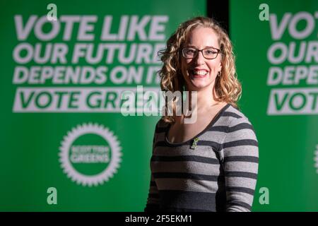 North Queensferry, Schottland, Großbritannien. 26. März 2021. IM BILD: Lorna Slater - Co-Vorsitzende der Scottish Green Party. Die schottischen Grünen werden heute den Beginn ihrer Parteikonferenz mit der Enthüllung einer ‘Report Card' zum Ende der Amtszeit markieren, die die Leistungen der Partei während der letzten Legislaturperiode hervorhebt. Quelle: Colin Fisher/Alamy Live News Stockfoto