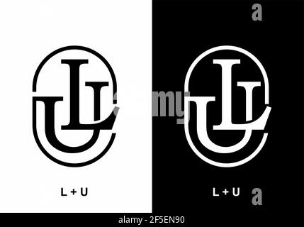 LU Anfangsbuchstabe in ovaler Form Design Stock Vektor