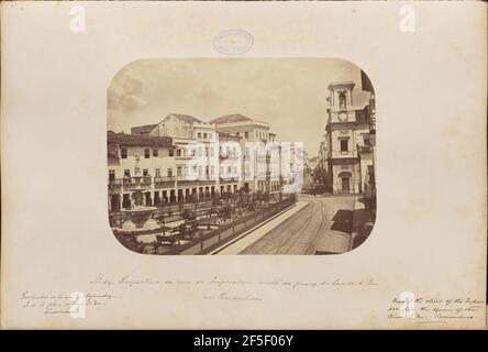 Perspectiva da rua da Imperatriz vista da Praça do Conde d'EU em Pernambuco. Marc Ferrez (Brasilianisch, 1843 - 1923) Stockfoto