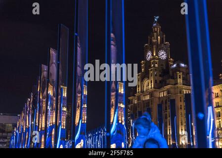 Liverpool. River of Light Trail. 23. März - 5. April 2021. Stockfoto