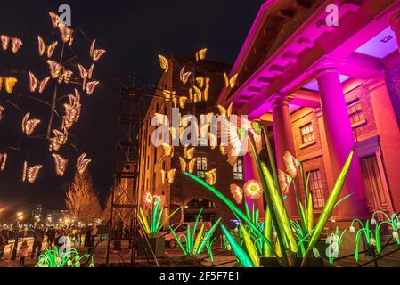 Liverpool. River of Light Trail. 23. März - 5. April 2021. Stockfoto