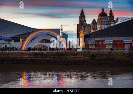 Liverpool. River of Light Trail. 23. März - 5. April 2021. Stockfoto