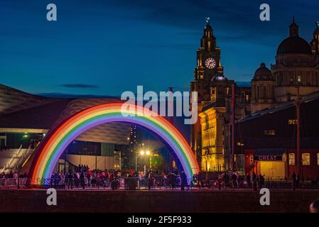 Liverpool. River of Light Trail. 23. März - 5. April 2021. Stockfoto