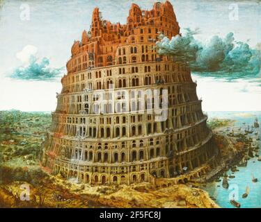 Titel: Der Turm zu Babel Ersteller: Pieter Bruegel der Ältere Datum: 1563 Medium: Öl auf Holz Größe: 114 x 155 cm Ort: Kunsthistorisches Museum, Wien Stockfoto