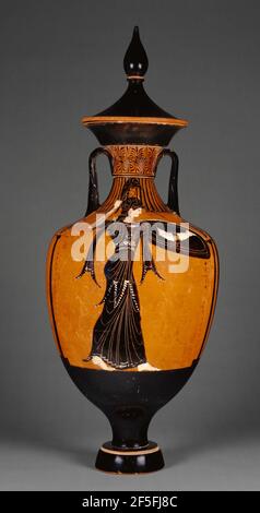 Panathenaic Amphora Lid. Zugeschrieben dem Marsyas Maler (griechisch (attisch), aktiv 370 - 330 v. Chr.) Stockfoto