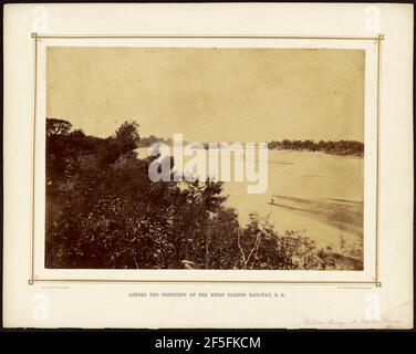 Pontonbrücke in Topeka, Kansas. Alexander Gardner (Amerikaner, geboren Schottland, 1821 - 1882) Stockfoto