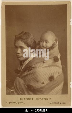 Frau Barlow & Baby Māori Frau. E. Pulman (Neuseeländer, aktiv 1860s - 1870s) Stockfoto