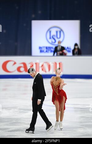 Alexandra STEPANOVA & Ivan BUKIN FSR, während des Ice Dance Rhythm Dance bei den ISU World Figure Skating Championships 2021 im Ericsson Globe, am 26. März 2021 in Stockholm, Schweden. Quelle: Raniero Corbelletti/AFLO/Alamy Live News Stockfoto