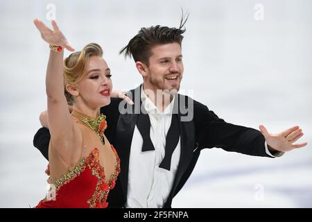 Alexandra STEPANOVA & Ivan BUKIN FSR, während des Ice Dance Rhythm Dance bei den ISU World Figure Skating Championships 2021 im Ericsson Globe, am 26. März 2021 in Stockholm, Schweden. Quelle: Raniero Corbelletti/AFLO/Alamy Live News Stockfoto