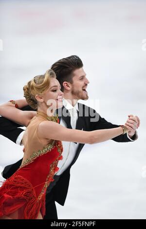 Alexandra STEPANOVA & Ivan BUKIN FSR, während des Ice Dance Rhythm Dance bei den ISU World Figure Skating Championships 2021 im Ericsson Globe, am 26. März 2021 in Stockholm, Schweden. Quelle: Raniero Corbelletti/AFLO/Alamy Live News Stockfoto