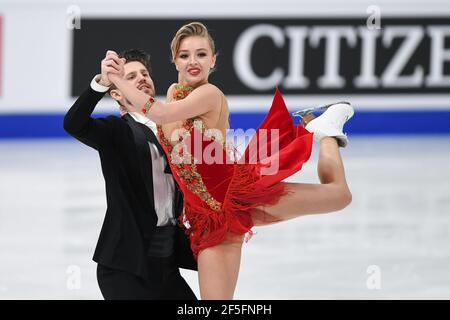 Alexandra STEPANOVA & Ivan BUKIN FSR, während des Ice Dance Rhythm Dance bei den ISU World Figure Skating Championships 2021 im Ericsson Globe, am 26. März 2021 in Stockholm, Schweden. Quelle: Raniero Corbelletti/AFLO/Alamy Live News Stockfoto