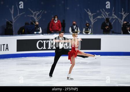 Alexandra STEPANOVA & Ivan BUKIN FSR, während des Ice Dance Rhythm Dance bei den ISU World Figure Skating Championships 2021 im Ericsson Globe, am 26. März 2021 in Stockholm, Schweden. Quelle: Raniero Corbelletti/AFLO/Alamy Live News Stockfoto