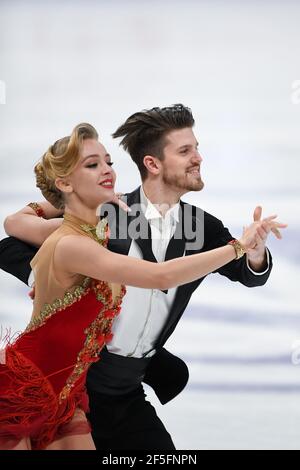 Alexandra STEPANOVA & Ivan BUKIN FSR, während des Ice Dance Rhythm Dance bei den ISU World Figure Skating Championships 2021 im Ericsson Globe, am 26. März 2021 in Stockholm, Schweden. Quelle: Raniero Corbelletti/AFLO/Alamy Live News Stockfoto