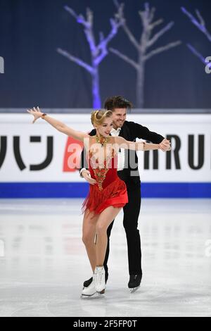 Alexandra STEPANOVA & Ivan BUKIN FSR, während des Ice Dance Rhythm Dance bei den ISU World Figure Skating Championships 2021 im Ericsson Globe, am 26. März 2021 in Stockholm, Schweden. Quelle: Raniero Corbelletti/AFLO/Alamy Live News Stockfoto