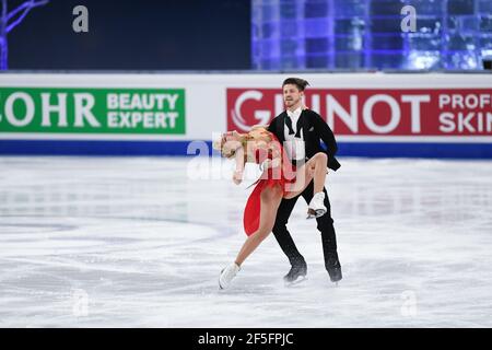 Alexandra STEPANOVA & Ivan BUKIN FSR, während des Ice Dance Rhythm Dance bei den ISU World Figure Skating Championships 2021 im Ericsson Globe, am 26. März 2021 in Stockholm, Schweden. Quelle: Raniero Corbelletti/AFLO/Alamy Live News Stockfoto