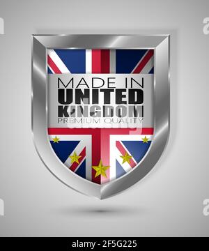 EPS10 Vektorgrafik. Realistische Abschirmung. Hergestellt in Großbritannien, Premium-Qualität. Perfekt für jeden Einsatz. Stock Vektor