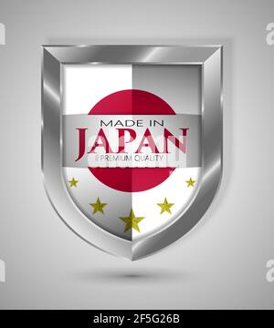 EPS10 Vektorgrafik. Realistische Abschirmung. Made in Japan, Premium Qualität. Perfekt für jeden Einsatz. Stock Vektor