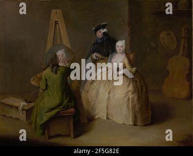 Der Maler in seinem Atelier. Pietro Longhi (Italienisch, 1701 - 1785) Stockfoto