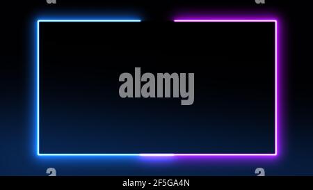 Hintergrund abstrakt hellen Neon-Rahmen. Helles Neon eines rechteckigen Pfades in Blau und Rosa. Laser Show für Club oder Web Stockfoto