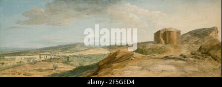 Blick auf die Ruinen des Tempels von Ceres im Tal von Agrigento. Jean-Pierre-Louis-Laurent Hoüel (Französisch, 1735 - 1813) Stockfoto