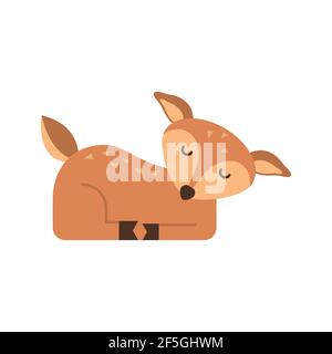 Hirsch niedlich Doodle Hand gezeichnet flach Vektor-Illustration. Symbol. Einfacher Stil für Kinder. Stock Vektor