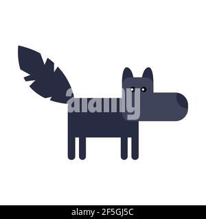 Wolf niedlichen Doodle Hand gezeichnet flache Vektor-Illustration. Symbol. Einfacher Stil für Kinder. Stock Vektor
